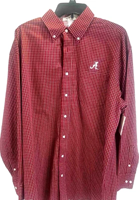 Camisa para hombre Vantage Alabama logo L roja a cuadros con botones Foto 1 de 4