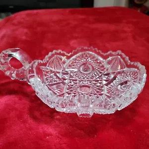 IMPERIAL GLASS CO. NAPPY No. 453 NUCUT w Handle 5 5/8" 1911 small chips - Picture 1 of 4