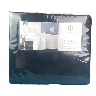 Hotel Collection 680 TC 100% Supima Deep Fitted Sheet 25" Black Cal-King $275 - Image 1 of 4