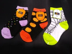 Halloween Sock Lot 3 Pair Pumpkins Spiders Kids (Size 5-6.5) New ~FREE S/H - Picture 1 of 1