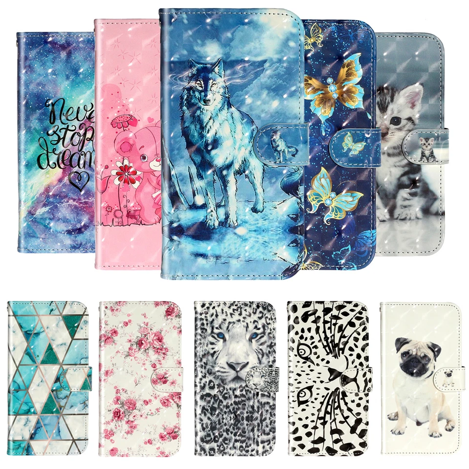 For LG K10 K11 Stylo 5 6 G8 G7 ThinQ 3D Deluxe Flip Wallet Case Phone Case Cover - Image 1 of 4