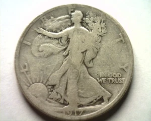 1917 WALKING LIBERTY HALF DOLLAR GOOD+ G+ NICE ORIGINAL COIN BOBS COIN FAST SHIP - Picture 1 of 2