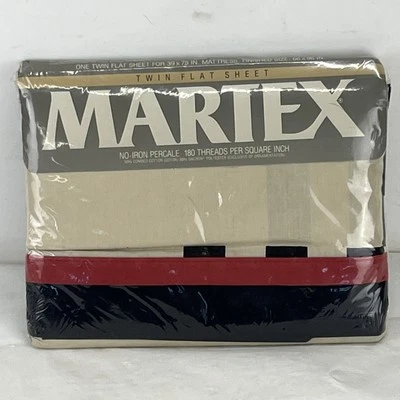 VTG Martex Trio neutral Bed Sheet Full Flat Sheet Black &  Red & Black New - Image 1 of 4