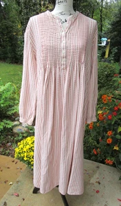 Camisón de Colección LL Bean XL Rojo Dobby Algodón Franela Pintuck Cottage Prairie - Imagen 1 de 9