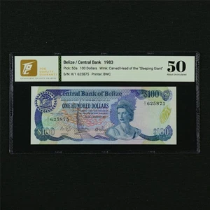1983 Belize Central Bank 100 Dollars Pick#50a - Picture 1 of 4
