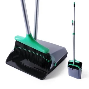 Broom and Dustpan Set with Stand-Up Dustpan, Self-Cleaning Comb, Adjustable H... - Picture 1 of 6