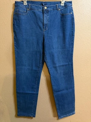 ISAAC MIZRAHI ¡EN VIVO! JEANS DENIM 'TRUE DENIM' TALLA 18W LAVADO OSCURO PIERNA RECTA Foto 1 de 3