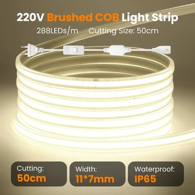 Striscia LED COB impermeabile 230 V nastro luminoso striscia striscia striscia nastro tubo luminoso DE - Immagine 1 di 4