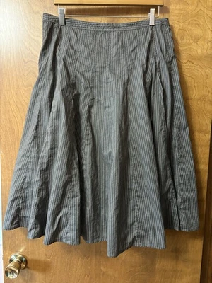 GAP Skirt, Size 12, Lined, Chocolate W/ Beige Pinstripes, Flared Silhouette, VGC - Image 1 of 4