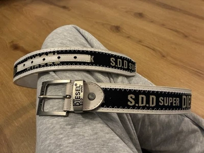 Diesel Gürtel Schwarz- Weiß 110cm Länge/ Silberne Schnalle - Bild 1 von 4