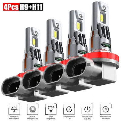 Faros LED de haz bajo alto para Nissan KICKS 2019-2024 H9 H11 blanco 6000 k Foto 1 de 4