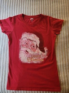 Christmas Tshirt Small Womens Santa Claus Holiday Festive Party Red Cheer - Picture 1 of 2
