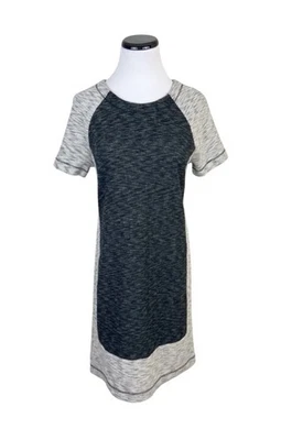 Lou & Grey Short Sleeve Shift Sweater Dress Marled Black Gray Size Small - Image 1 of 4