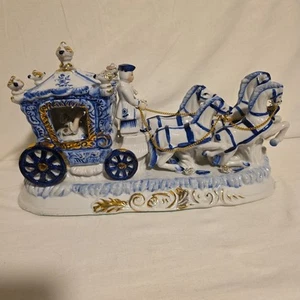 Vintage German porcelain carriage coach princess horses figurines statue group - Bild 1 von 13