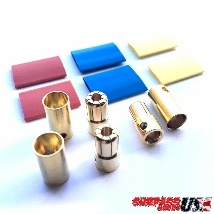 6.5mm Ultra Low Resistance Motor ESC Bullet Connector Set with Shrink (3pr M/F) - Image 1 of 1