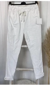 Italy Damen Jogpants Jogginghose Basic Hose Stretch Gr.36/38-42 Weiß - Bild 1 von 6