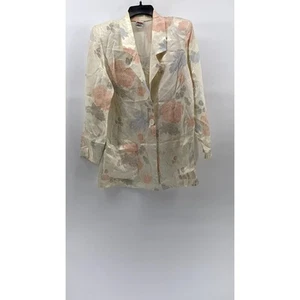 Manhattan Plaza Damen Vintage Beige Blumenmuster Einknopf Blazer GR. 10 - Bild 1 von 12