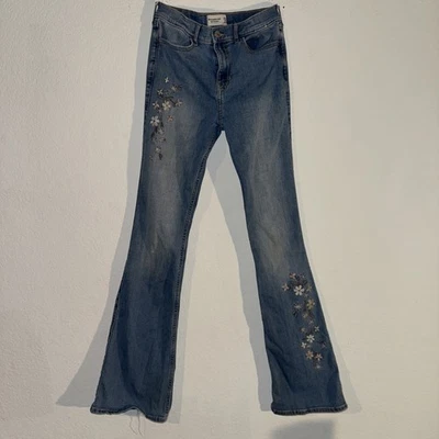 Pantalones de mezclilla Abercrombie niños acampanados bordados niñas adolescentes talla 15/16 alto largo Y2K Foto 1 de 4