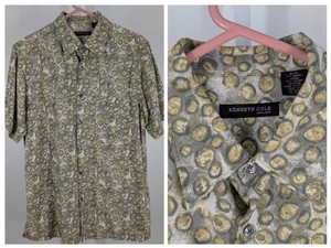 Kenneth Cole Vintage 90s Y2K Rayon Abstract Art Bubble Geometric AOP Shirt M - Picture 1 of 4
