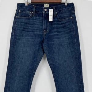J Crew 484 Slim Straight Fit Dark Wash Mens Jeans 32 x 34 100% Cotton NWT - Picture 1 of 9
