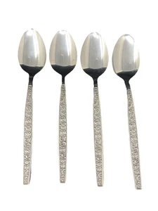 4 GRANADA ROSE Stainless Steel SOUP SPOONS 7 3/8" Japan Vintage New - Picture 1 of 3