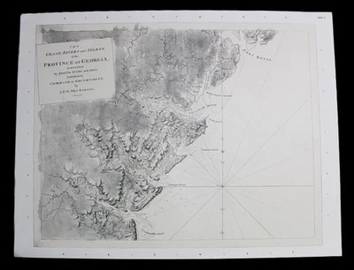 BRITISH COLONY OF GEORGIA MAP 1780 BY THE U.S. DEPARTMENT OF THE NAVY (1972) - Image 1 of 4
