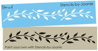 Joanie Stencil Simple Leaf 18" long Border Willow Branch Leaves Country signs - Image 1 of 4
