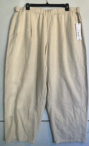Liz Claiborne DAMEN HOSE GRÖSSE LARGE LEINEN FLACHS HELLBRAUN SPITZ ZULAUFENDES BEIN MIT TASCHEN - Bild 1 von 8
