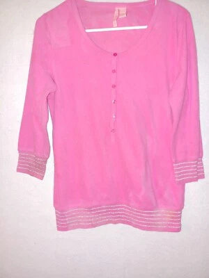 Victoria Secret Pajama Top S Henley Pink 3/4 sleeve women's fleece sweatshirt - Image 1 of 4