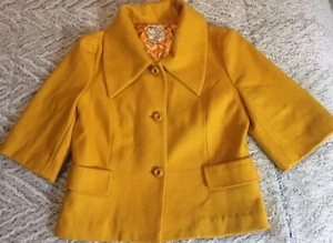 Tulle Wool Jacket Woman’s Size Medium Retro Yellow Cropped Career Casual Blazer - Bild 1 von 7