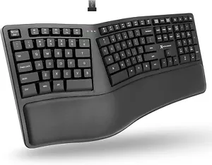 Rechargeable X9 Wireless Ergonomic Keyboard with Split Design & Wrist Support - Picture 1 of 11