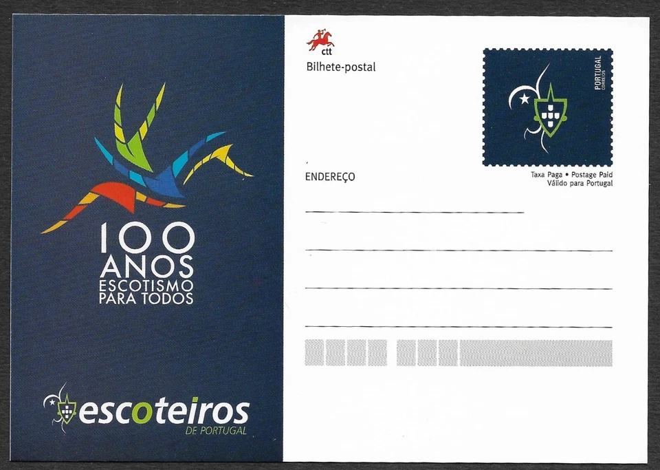 Portugal 2013 Boy Scouts 100 years Scouting postal stationery - Image 1 of 1