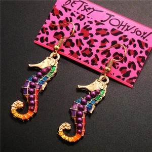 New Lady Jewelry Fashion Multi-Color Enamel Sea horse Womens Earring Gift - Picture 1 of 3