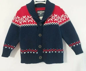 OshKosh B'gosh Boy's 18M Red White & Blue Nordic Cardigan Sweater - Picture 1 of 5