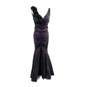 Vestido de Sirena $225 Xscape Joanna Púrpura Iridiscente Sin Mangas Acanalado Talla 12 - Imagen 1 de 13