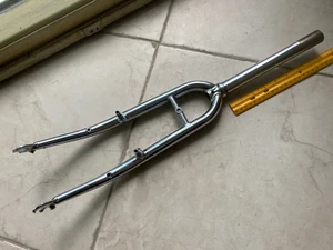 Easy Racers recumbent bike fork 1" threaded 8 & 3/8" long steerer tube Chrome - Picture 1 of 8