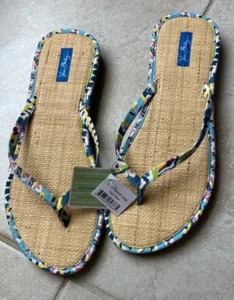 NWT vera bradley straw sandals size large 9-10 Capri Blue - Picture 1 of 2