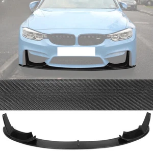 Front Bumper Lip Matte Carbon Fiber Fits 15-20 BMW F80 F82 M3 Performance Style - Picture 1 of 6