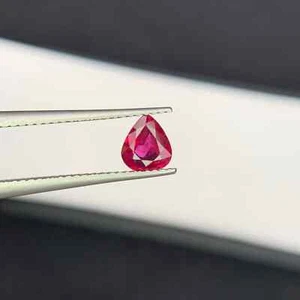 Natural Cut 0.78 Cent Vivid Red Ruby Afghanistan Pear Faceted Loose Gemstone - Picture 1 of 6