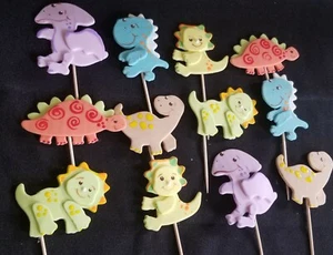 Dinosaur Cupcake Topper Birthday Decoration Dinosaur Baby Shower T-Rex Stegosaur - Picture 1 of 12
