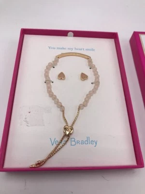 $48Vera Bradley Rosa Cuentas Deslizante Pulsera y Corazón Conjunto Pendientes San Valentín V1 Foto 1 de 4