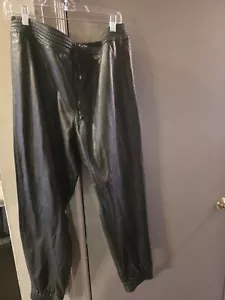 WOMENS LORD AND TAYLOR BLACK LEATHER JOGGERS XL - Picture 1 of 8