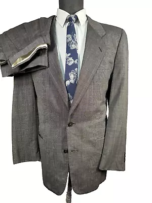 Traje clásico plisado 2 piezas chaqueta 42L pantalón 35x31 JONES NY para hombre marrón a rayas lana Foto 1 de 4