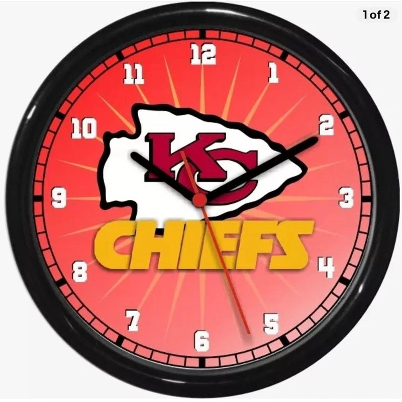 CLOCKS AND CABOODLE Kansas City Chiefs NFL Football Wall Clock 0724