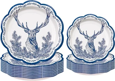 Рождественские одноразовые бумажные тарелки Wrapaholic с зубчатыми краями из 50 предметов - Изображение 1 из 4