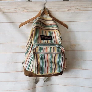 Jansport Backpack Right Pack Canvas Suede Striped Bag Unisex School Laptop - Picture 1 of 22