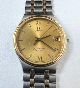 OMEGA Seamaster Cal 1432 Quartz Watch Vintage Mens Gold Dial To Restoration - Picture 1 of 11