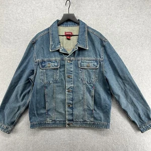 Chaps Ralph Lauren Jean Jacket Mens Large Blue Biker Trucker VTG Denim - Picture 1 of 9