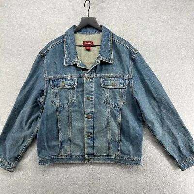 Chaps Ralph Lauren Jean Jacket Mens Large Blue Biker Trucker VTG Denim - Image 1 of 4