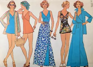 UC 1970s Simplicity 7498 Sew Pattern Swim Dress Bathing Suit Jacket Wrap Skirt - Picture 1 of 4